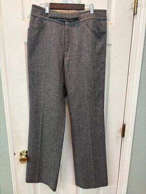 🔥 GAP Grey Wool Herringbone Glitter Pinstripe Trousers • Size 10R • Winter Luxe